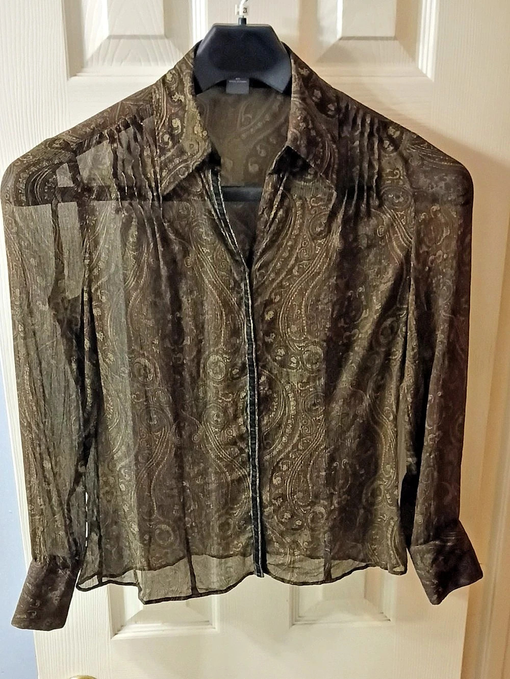 Ann Taylor Paisley Blouse in Brown & Green Size 8P Like New
